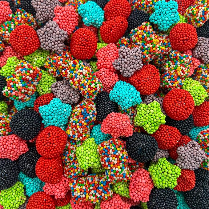 Crunchy Gummy Candy Mix | 2 Pound Bag | Rainbow Nonpareils Bears, Berries, Star Shaped Chewy Clusters | Gummy Mix for Kids' Party Favors | Fruity and Sour Flavors
