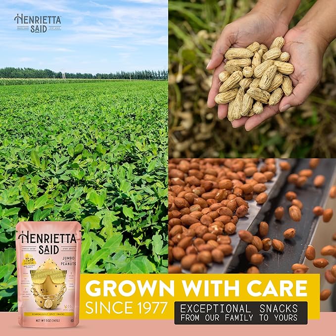 Henrietta Said Wing-Flavored Peanuts - Truly Good Foods Snacking Nuts - Bold Flavors - Savory & Spicy - Jumbo Flavored Peanuts - Protein Packed Vegan Snack - 1 (5-oz) Pack - Lemon Pepper