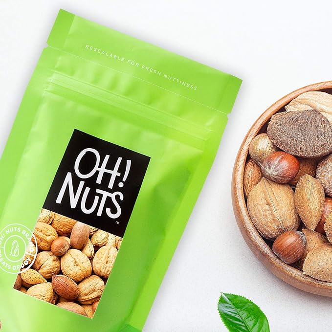 Oh! Nuts Mixed Nuts in Shell - Raw - 100% Natural - 4 lb - Jumbo-Sized Premium Shelled Nuts - Packed in New York Zip-Seal Bag for Exceptional Freshness
