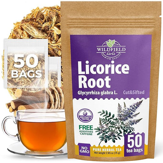 50 Bags Licorice Root Tea Liqorish Root Tea Herb (Glycyrrhiza Glabra) - 50 Count 1.5g Bags Licorice Roots Raiz De Regaliz