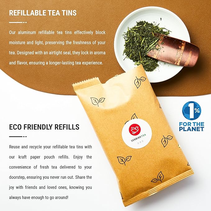 Senbird Premium Sencha - Japanese Green Tea - From Shizuoka, Japan - Loose Leaf Tea In Airtight Tea Tin (3.5oz/100g)