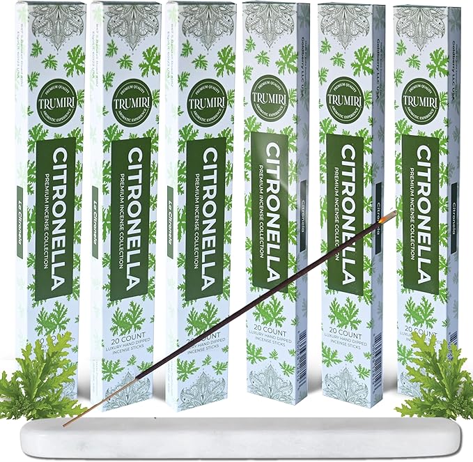 Citronella Incense Sticks for Outdoor Camping - Total 120 Insence-Sticks - 6 Packs of 20 Insense - Inciensos - Inscents - Natural Non Toxic Ingredients - Incents - Incence - Inscense