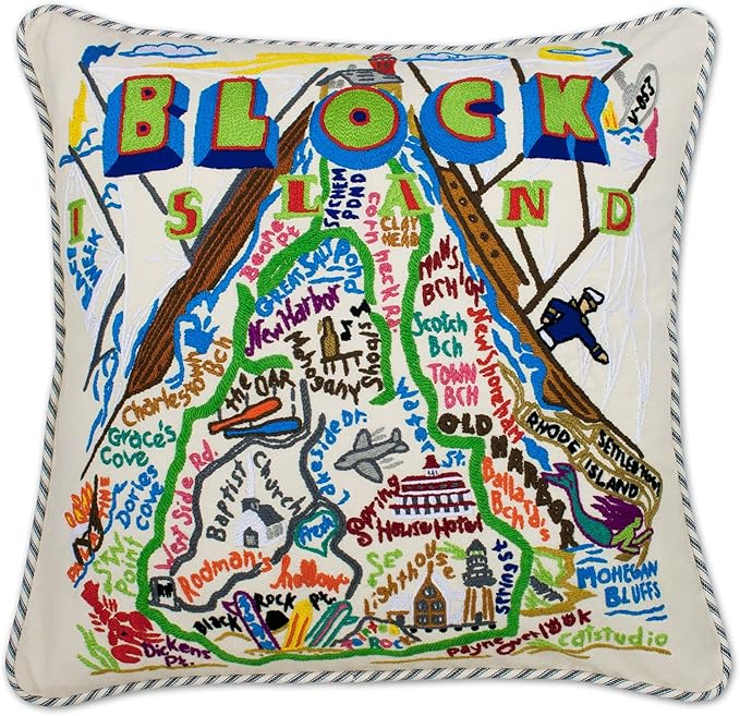 Catstudio Block Island Embroidered Decorative Throw Pillow