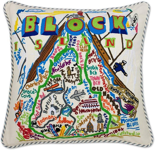 Catstudio Block Island Embroidered Decorative Throw Pillow