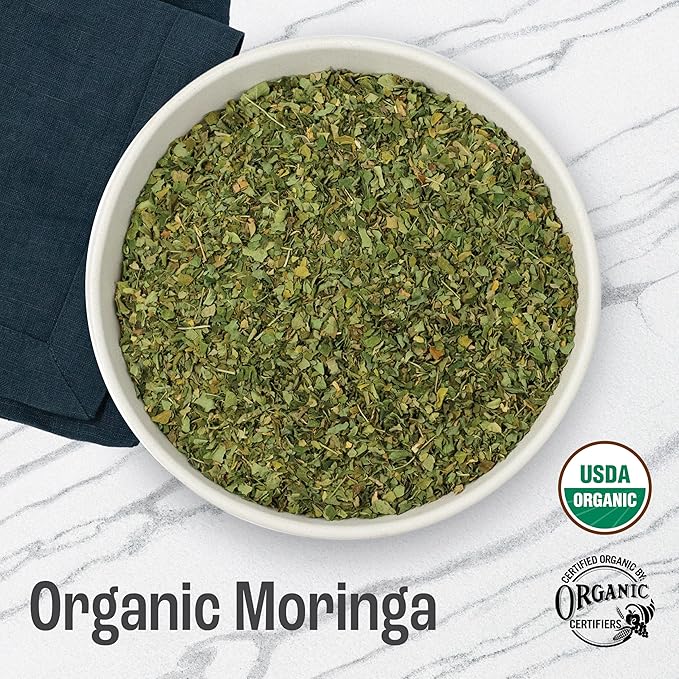 J MAC BOTANICALS Organic Moringa Leaves, malunggay leaf, Whole Green Moringa Oleifera Leaf Tea