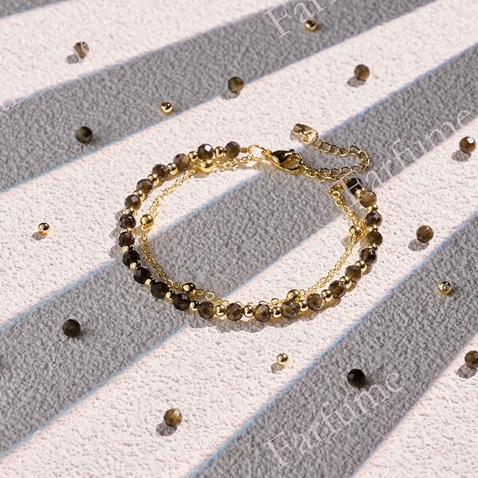 Farfume Crystal Bracelet Beaded Bracelets for Women 4mm Natural Stone Beads Gemstone Handmade Anxiety Jewelry Gifts