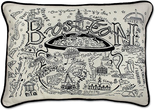 Catstudio Boston Hand-Guided Machine Embroidered Decorative Throw Pillow