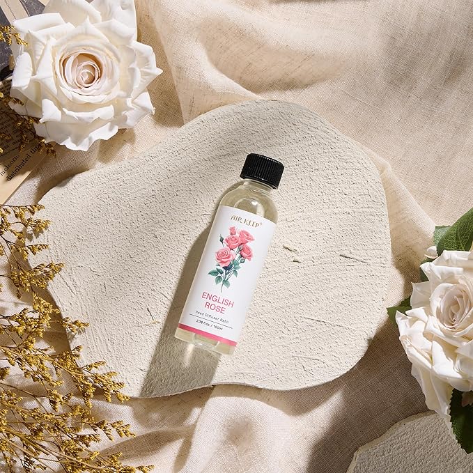 Airkeep Reed Diffuser Oil Refill/English Rose/3.38oz（100ml/1 Pack/Scented Oil Refill for Reed Diffuser Home Fragrance for Bedroom, Bathroom Office Home Decor