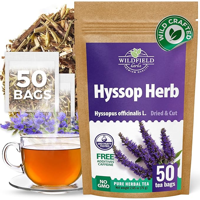 50 Bags Hyssop Dried Herb Hyssop Tea Herbal (Hyssópus Officinális) - 50 Count 1.5 g Tea Bag Herb Hyssops Hissop Hysopp Hisopo