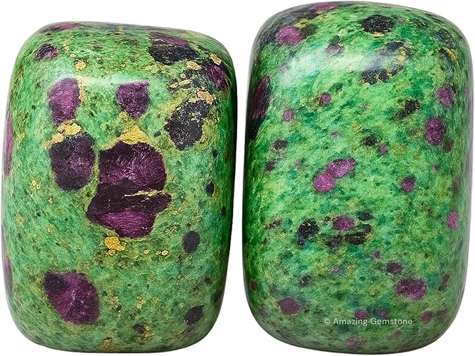 Amazing Gemstone Ruby Fuchsite Crystal Tumbled Stones Polished Rocks, 1 Oz - Natural Gem Stones for Healing - DIY Crystals for Protection