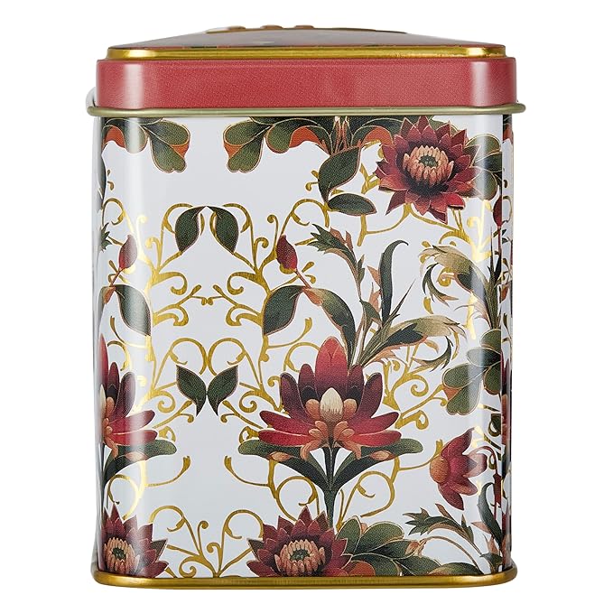 New English Teas Victorian Lotus Flower Tea Tin with 40 Traditional 1869 Blend Teabags, Inspired by Embroidery & Textile Designs