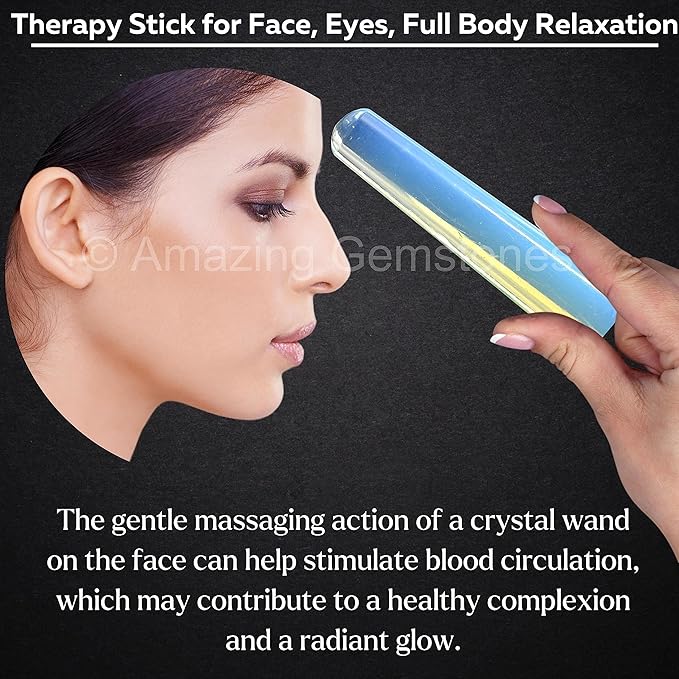 Amazing Gemstone Opalite Crystal Wand Massage Stick - Pelvic Wand Gua Sha for Adults - Crystals and Healing Stones Massage Wands for Adults Gifts (Smooth)