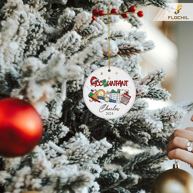FLOCHIL Personalized Accountant Ornaments for Christmas Tree, Custom Accountant Christmas Ornament with Name, Gifts for Christmas