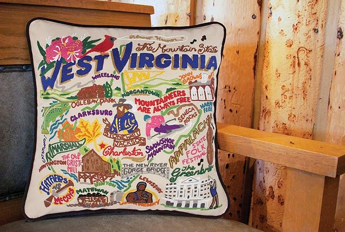 Catstudio West Virginia Embroidered Decorative Throw Pillow