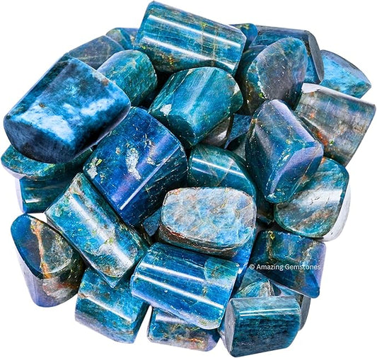 Amazing Gemstone Apatite Crystals and Healing Stones Tumbled - 1000+ Carats, Natural Healing Stones for Energy Balance, Stress Relief - Premium Polished Gems Rocks for Meditation and Wellness