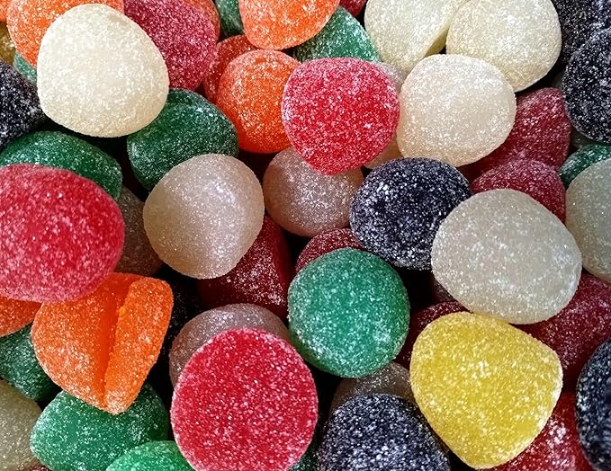 Assorted Sugar Sanded Fruit Juju Gum Drops - 2 lbs of Fresh Delicious Bright Chewy Lemon Lime Orange Cherry Pineapple Grape Bulk Candy