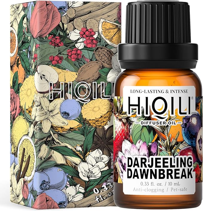 HIQILI Darjeeling Dawnbreak Diffuser Oil for Humidifier, New Car & Home, Long-Lasting Hotel Scent - Pour Homme - 0.34 Fl Oz
