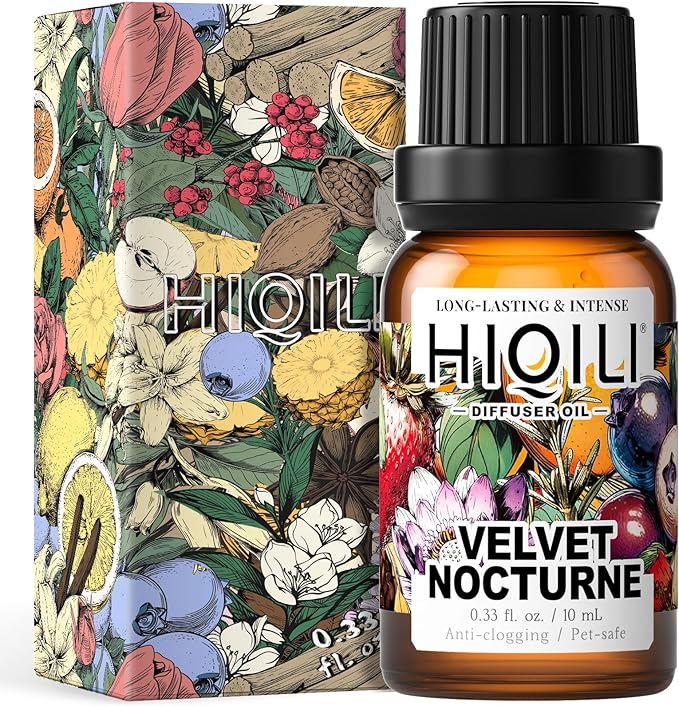 HIQILI Velvet Nocturne Diffuser Oil, Ideal for Hotel Diffuser, Luxury Perfume, Dryer Balls, Pet Friendly, Long Lasting - 0.34 Fl Oz