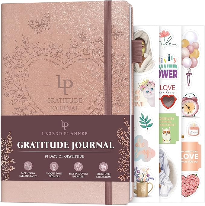 Legend Gratitude Journal – Guided Daily Journal to Foster Positivity & Happiness – Grateful Notebook to Write in – Inspirational Affirmation & Thankful Notebook – Hardcover (Rose Gold)