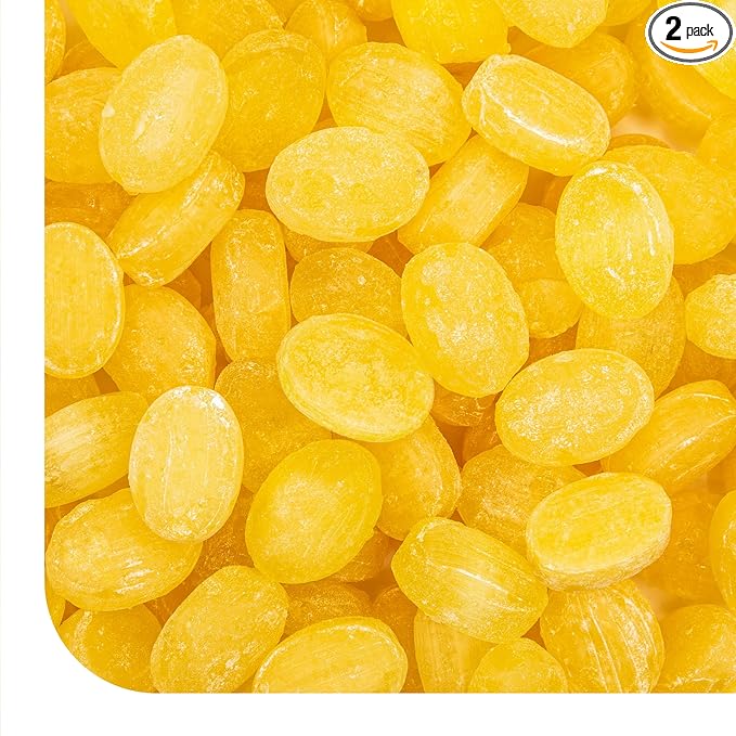 Lemon Drops Hard Candy - 2 Pound Bulk Bag - Classic Lemon Hard Candy with Sweet and Tart Citrus Flavor - Sanded Yellow Candy for Party Favors and Events