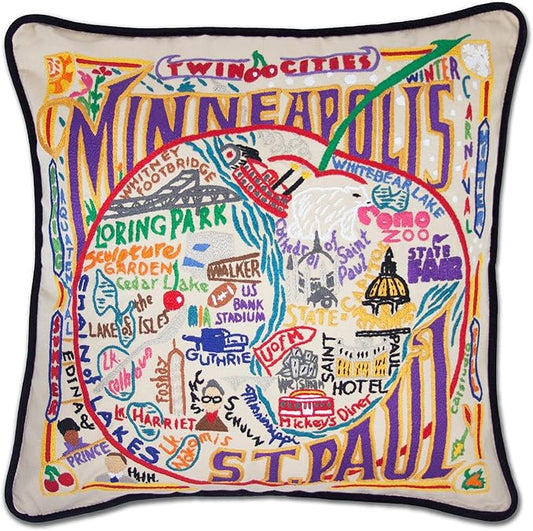 Catstudio Minneapolis & St. Paul Embroidered Decorative Throw Pillow