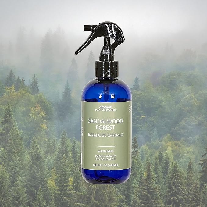Aromar Essential Room Mist and Fabric Spray with Natural Freshener Aromatherapy for a Fresh and Rejuvenated Home 8 oz Sandalwood Forest