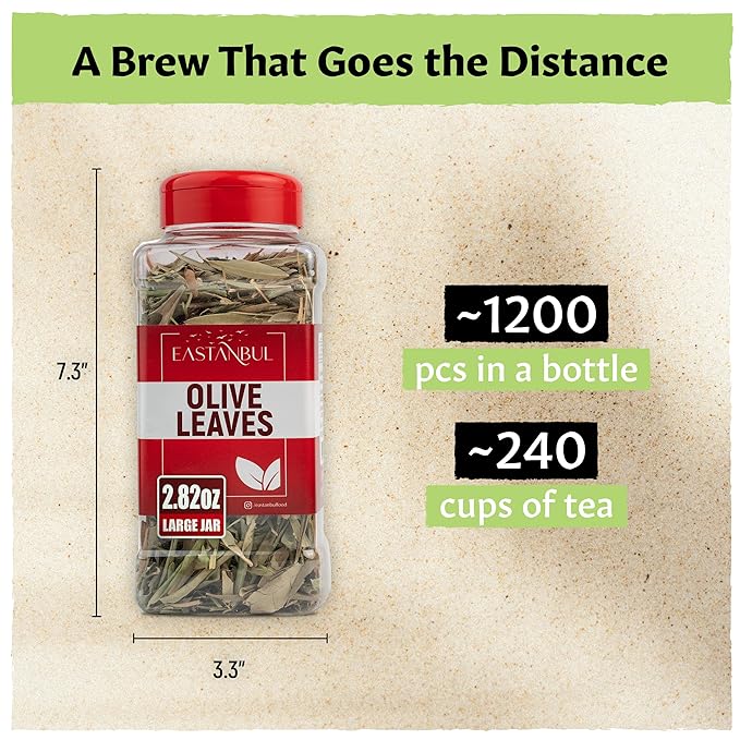 Eastanbul Olive Leaf, 2.82oz, Olive Leaf Loose Tea AKA Te De Hojas De Olivo, from Turkish Mediterranean Trees, Caffeine-Free, Natural, Vegan, Gluten Free, Non GMO