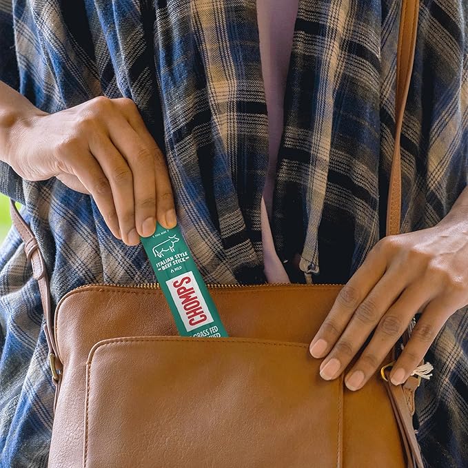 Chomps Grass-Fed and Finished Italian Beef Jerky Snack Sticks 10-Pack - Keto, Paleo, Whole30, 10g Lean Meat Protein, Gluten-Free, Zero Sugar Food, Non-GMO