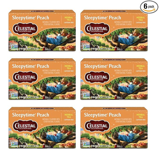 Celestial Seasonings Sleepytime Herbal Tea, Peach, Caffeine Free Sleep Tea, 20 Tea Bags Per Box (Pack of 6)