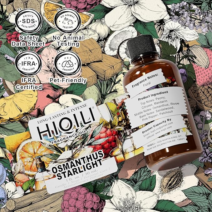 HIQILI Osmanthus Starlight Fragrance Oil for Diffuser, Inspired by G.cci Flora-Eud-Tlette, Candle & Soap & Spray Making, Citrus-Floral, Long-Lasting Scent - 1 Fl Oz