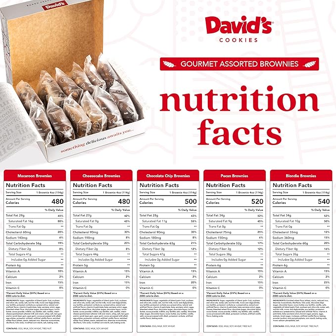 David's Cookies Assorted Brownies in Carton Box | Enjoy Our Delicious, Great for Sharing Freshly-Baked Assorted Brownie Snacks While Bonding With Friends And Family - Single Pack