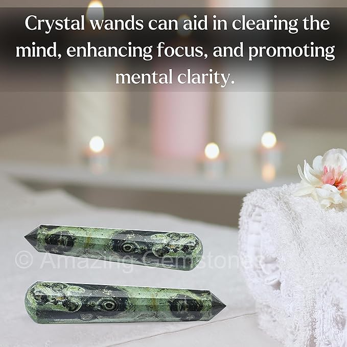 Amazing Gemstone Kambaba Jasper Crystal Wand Massage Stick - Pelvic Wand Gua Sha for Adults - Crystals and Healing Stones Massage Wands for Adults Gifts (Pointed)