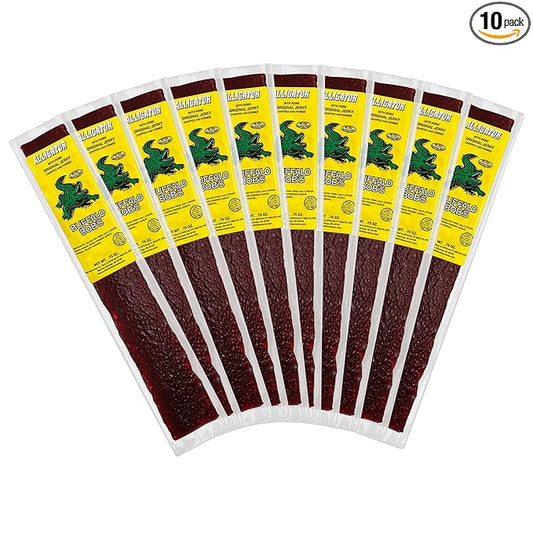 Buffalo Bob's Wild Game Meat Snack - Alligator with Pork Jerky 10 Pack