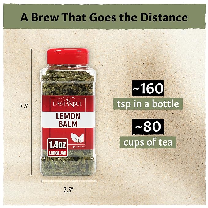 Eastanbul Lemon Balm Leaf, 1.4oz Lemon Balm Tea Loose Leaf & Pure, Melissa Tea, Te De Toronjil Morado, Dried Herb, Natural, No Caffeine, Natural, Vegan, Non GMO
