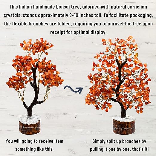 Amazing Gemstone Crystals and Healing Stones Birthday Gifts for Women - Carnelian Crystal Tree of Life Home Decor Stocking Stuffers, Bookshelf, Room, Meditation Gift for Mom, Unique Birthday Gifts