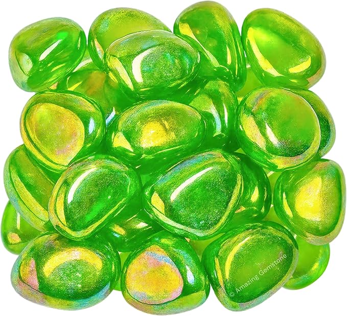 Amazing Gemstone Apple Aura Quartz Crystals and Healing Stones Tumbled - 1 oz, Healing Stones for Energy Balance, Stress Relief - Premium Polished Gems Rocks for Meditation and Wellness