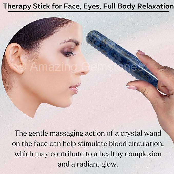 Amazing Gemstone Sodalite Crystal Wand Massage Stick - Pelvic Wand Gua Sha for Adults - Crystals and Healing Stones Massage Wands for Adults Gifts (Smooth)