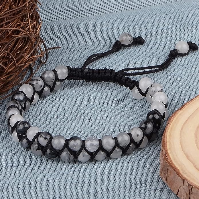 MASSIVE BEADS Double Layer Natural Chakra Healing Power Crystals Macrame Bracelet Yoga Stone Beads Gemstone Meditation Relax Anxiety Bangle for Unisex Women Men