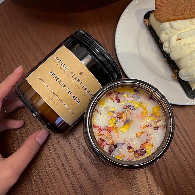 Lemon &Violets Scented jar Candles for Women Jar Candle 7oz Burns 30 Hours. Handmade Soy Wax Healing Candle Ideal for Bedroom, Kitchen, Bath