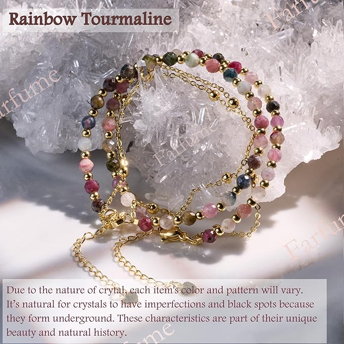 Farfume Crystal Bracelet Beaded Bracelets for Women 4mm Natural Stone Beads Gemstone Handmade Anxiety Jewelry Gifts