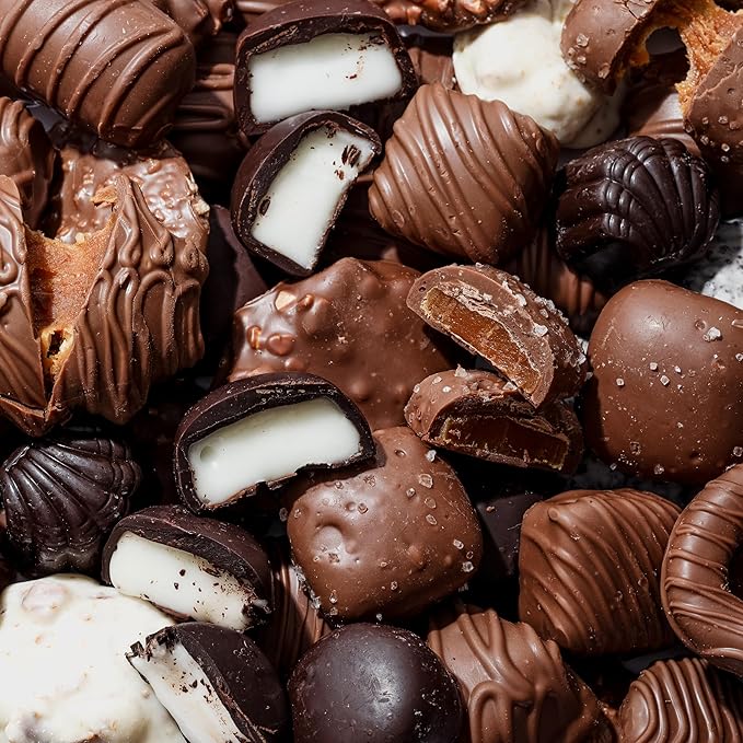 Thanksgiving Chocolate Gift Basket, Assorted Gourmet Dark and White Chocolate Truffles, Holiday Treats in Elegant Gift Box, Bonnie and Pop