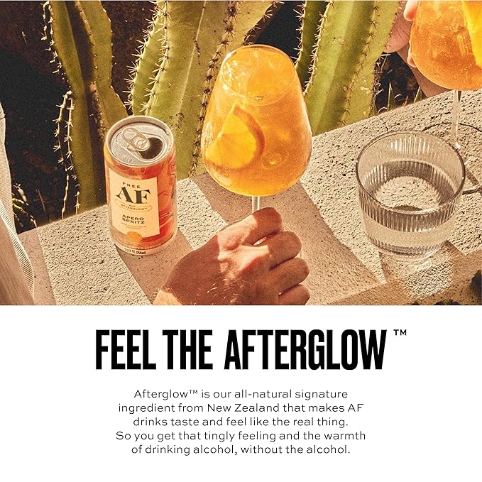 AF Drinks Non-Alcoholic Apero Spritz | Alcohol Alternative Sparkling Cocktails with AFTERGLOW Botanical Warmth | Gluten-Free, Low-Calorie | 8.4 oz Cans (12-Pack)