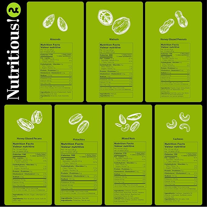 NUT CRAVINGS Gourmet Collection - Christmas Treats Nuts Gift Basket with Happy Holiday Ribbon (7 Assortments) Food Arrangement, Healthy Snack Care Package, Food Assortments