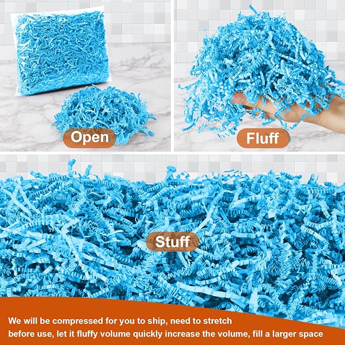 Darfukei Shredded Paper For Gift Baskets, Crinkle Paper Filler, 1/2LB (8 oz) Crinkle Cut Paper Shred, Bridesmaid Engagement Gift Boxes Bags Filler, Tissue Gift Basket Filler, Packing Grass Confetti For Birthdays, Weddings,Anniversaries,Gift Wrapping