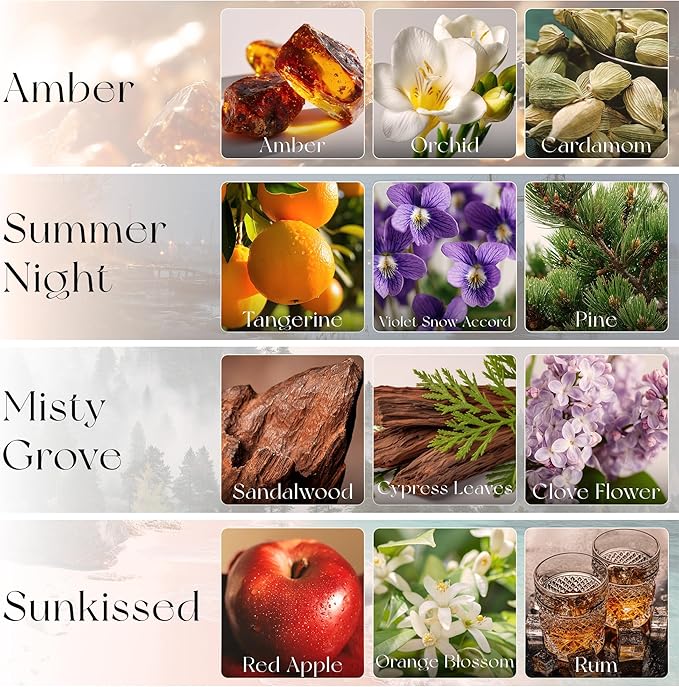 4 Refreshing Scent Bags Wood Car Air Freshener Vent Clip (Burlywood, Summer Night)- Natural Scent Diffuser for Car, Truck & SUV Premium Essential Oil Starter Kit Gift for Men & Women