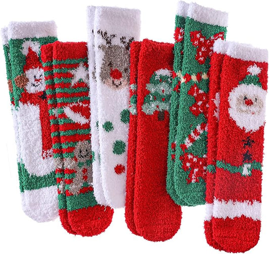 LINEMIN Womens Fuzzy Socks Cozy Fluffy Winter Warm Slipper Socks Microfiber Soft Home Sleeping Socks