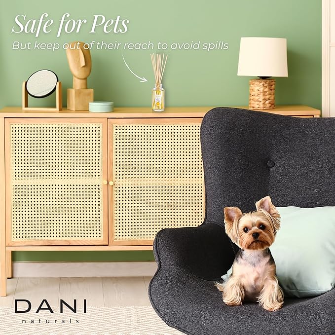 DANI Naturals Reed Diffuser Set - Fresh Grapefruit Ginger Scent - Aromatherapy Essential Oils - Alcohol-Free, Non-Toxic, Eco-Friendly - 10 Sticks - 3.5 oz