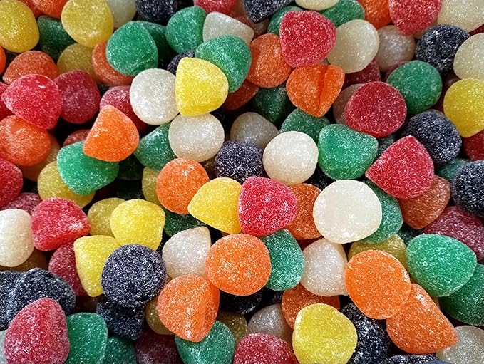 Assorted Sugar Sanded Fruit Juju Gum Drops - 2 lbs of Fresh Delicious Bright Chewy Lemon Lime Orange Cherry Pineapple Grape Bulk Candy