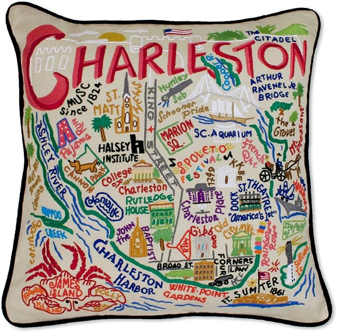 Catstudio Charleston Embroidered Decorative Throw Pillow