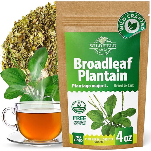 4 oz. Broadleaf Plantain Leaf Herb Tea Dried Plaintains Leaves (Plantago Majoris Folia) - 113g Greater Plantain Leaf Tea Llanten